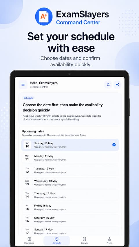 Schedule — set availability with ease