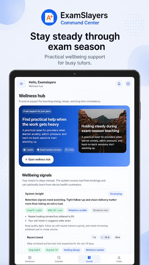 Wellness hub — stay steady